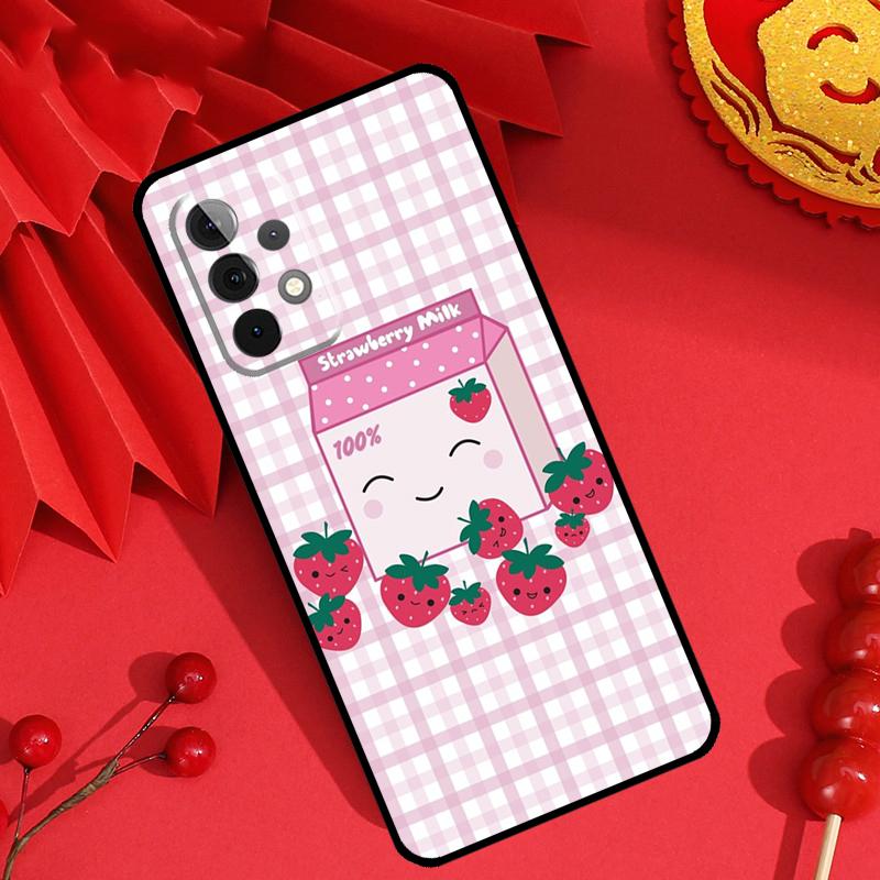 Cute Strawberry Milk Box Case For Samsung Galaxy M34 M54 M32 M52 M15 M11 M12 M13 M14 M06 M16 M36 M56 M31 M53 M35 M55