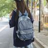 Vintage Solid Color Denim Backpack Large Capacity Travel Backpack Middle School Student Schoolbag