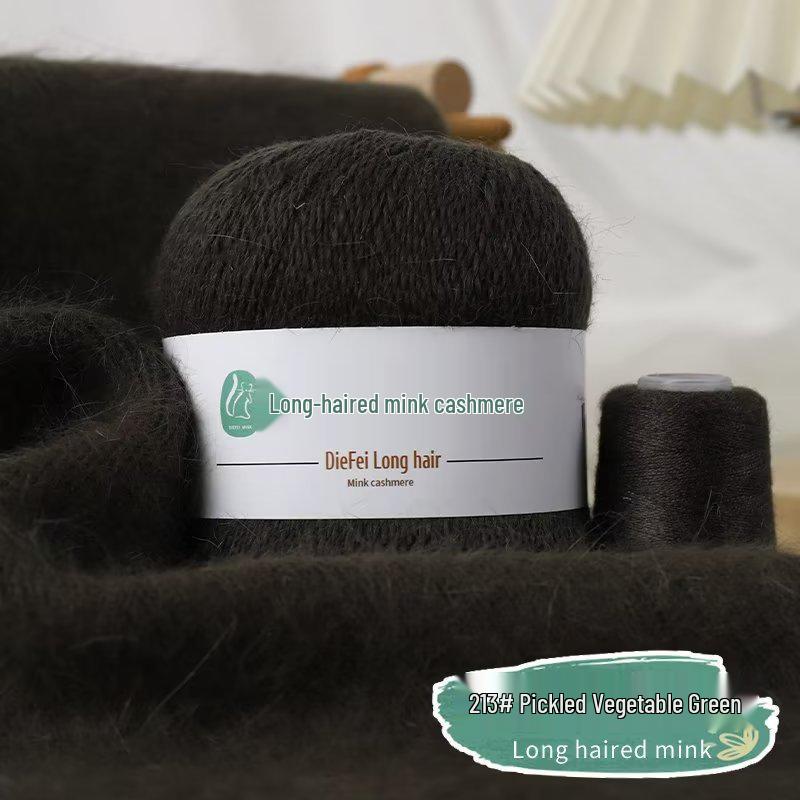 Long-Haired Mink Velvet and Cashmere Yarn: Hand/ Machine-Knitted, Medium-Thick