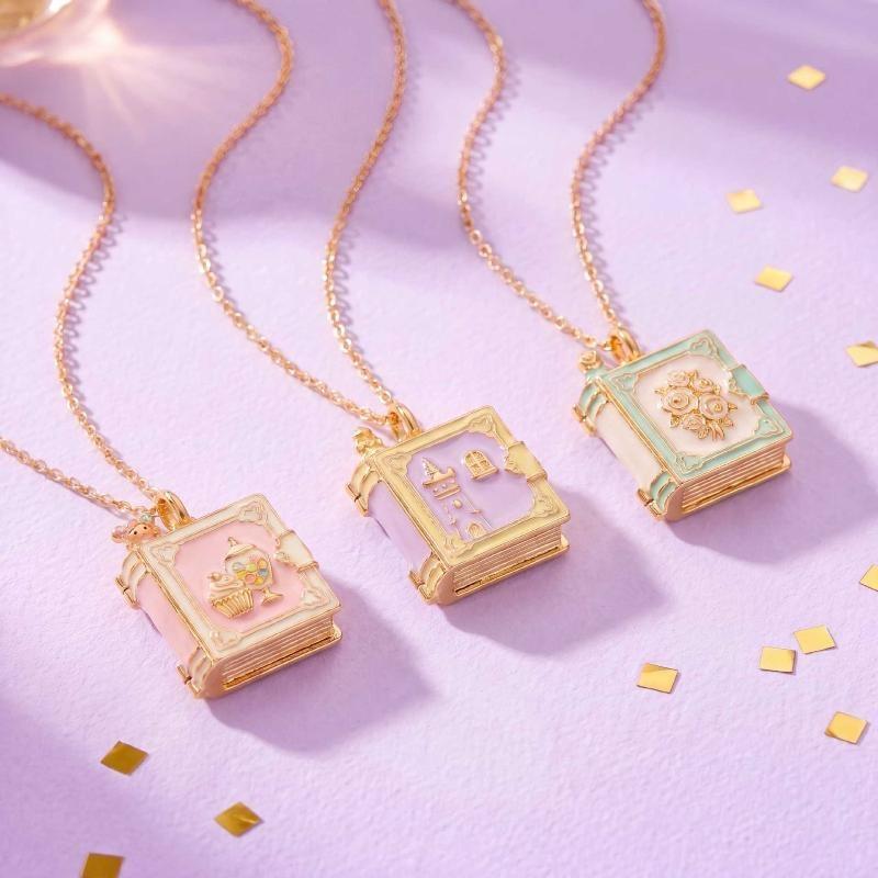 New Fashion Book Opening Pendant Necklace Fashion Princess Fairy Tale Pendant Necklace Enamel Elf Necklace Jewelry Accessory