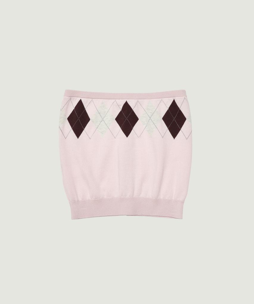 GROVE Veni Argyle Tube Top (Pink)