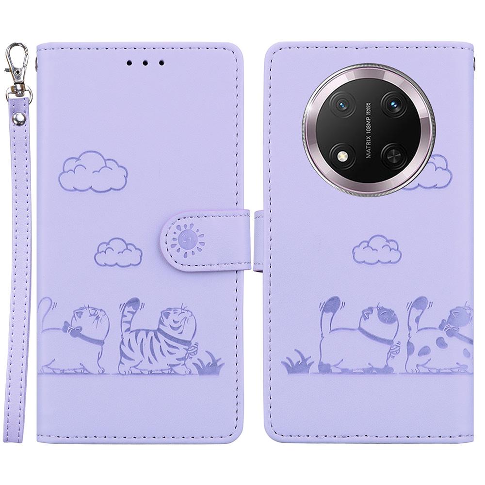 

For Honor Magic7 Lite 5G/X9c 5G/X60 Pro 5G Case RFID Blocking Kitten Pattern TPU+PU Leather Phone Cover F