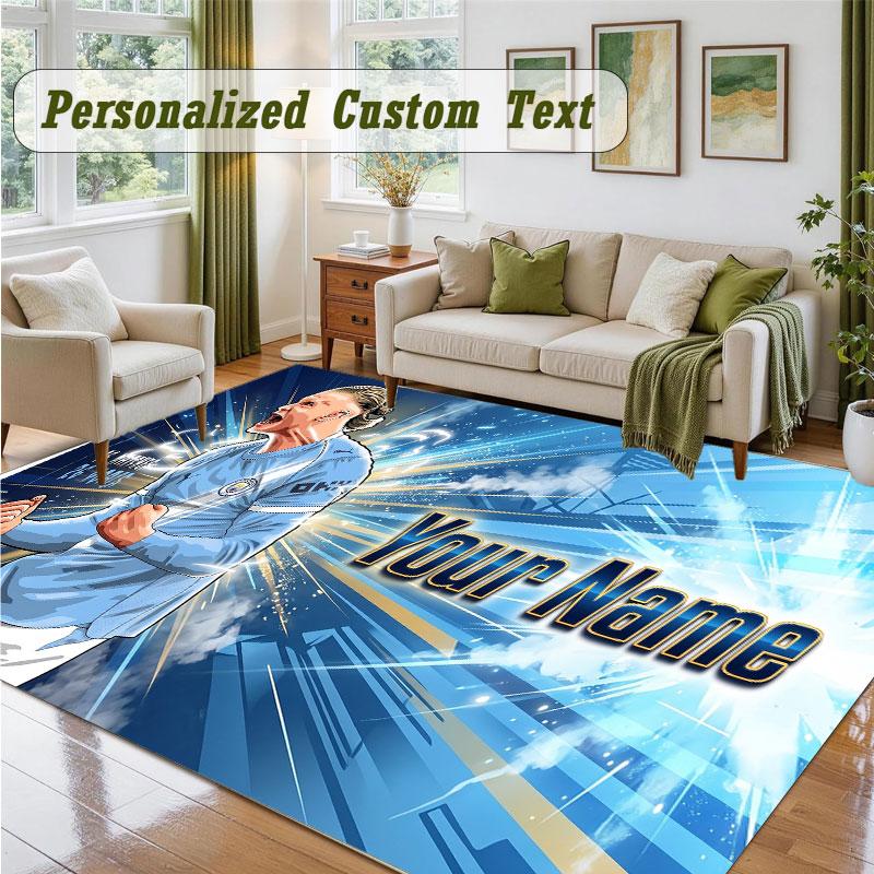 Crystal Velvet Square Rug Custom NameErling Haaland Pattern Non Slip Home Floor Decor Rug