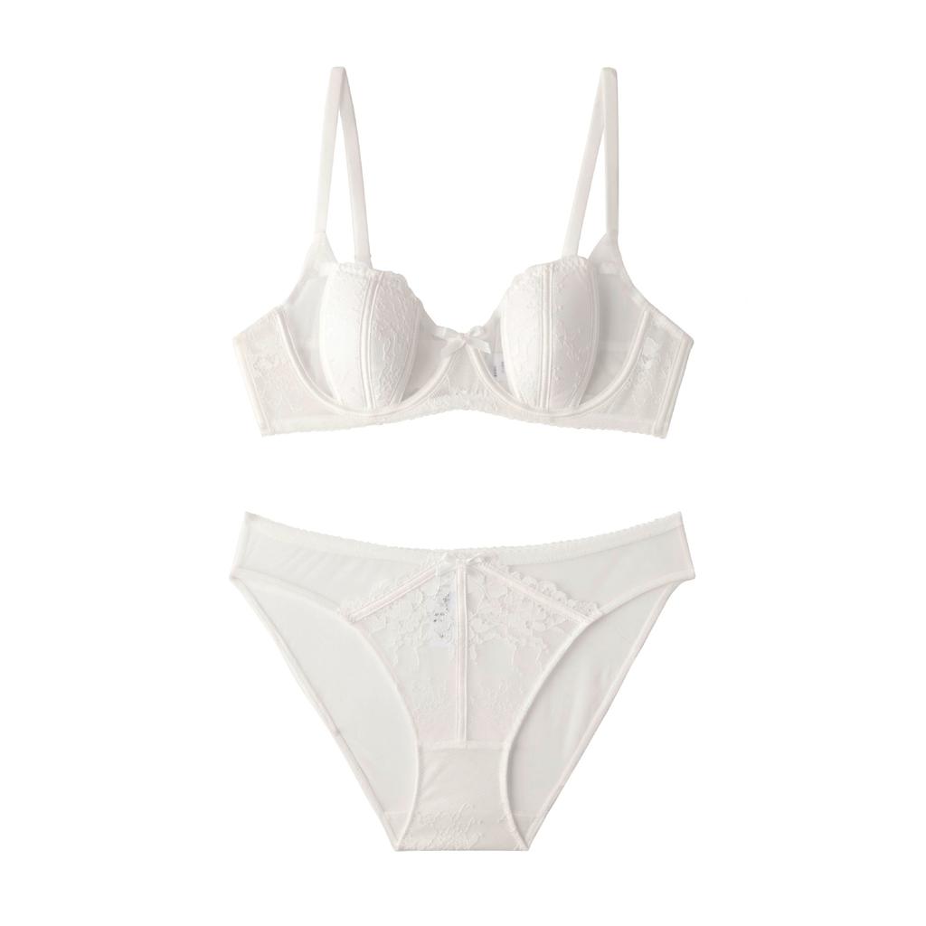 Bunny Ear Cup Women's Underwear Lace Push-Up Bra Large Breasts Small Bra French Style Sexy Lingerie Set