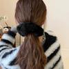 Large Size Sweet Soft Fluffy Plush Solid Color Elastic Hairband Scrunchies Women Girl Autumn Winter Hair Ring Hair Accessories