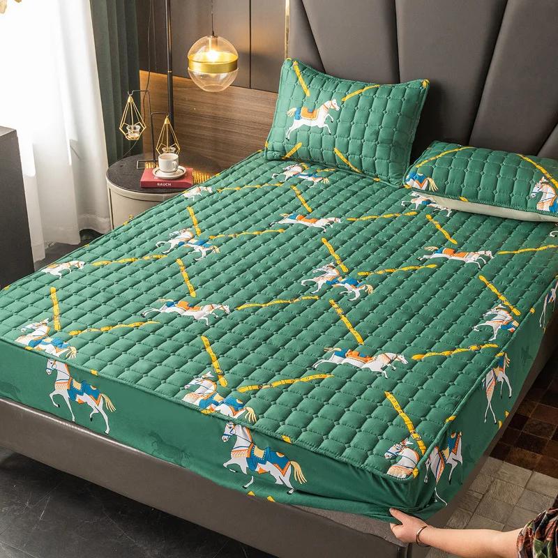 Thicking Quilted Mattress Cover Soft Breathable Elastic Double Fitted Bed Sheet with Deep Pocket Solid Color Matress For Bed