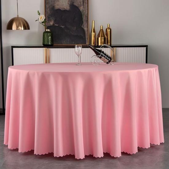 Round Polyester Tablecloth Elegant Solid Color Fabric Table Cloth Decorative Table Cover for Parties Weddings 71" -118