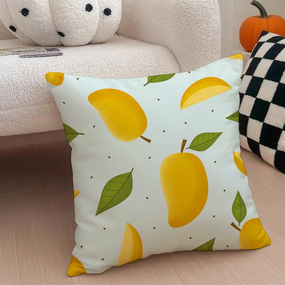 Fresh Vibrant Textile Pattern FFruit Print Art Cushion Cover Throw Pillow Cover Hidden Button Durable Polyester Chair Cushion