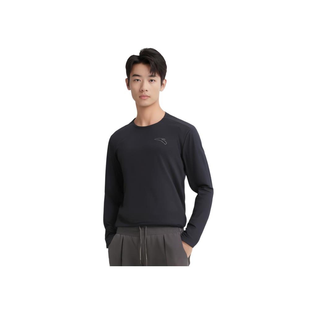 Anta Plain Logo Brand Print Round Neck T-Shirt Men tops Black 152245401-3