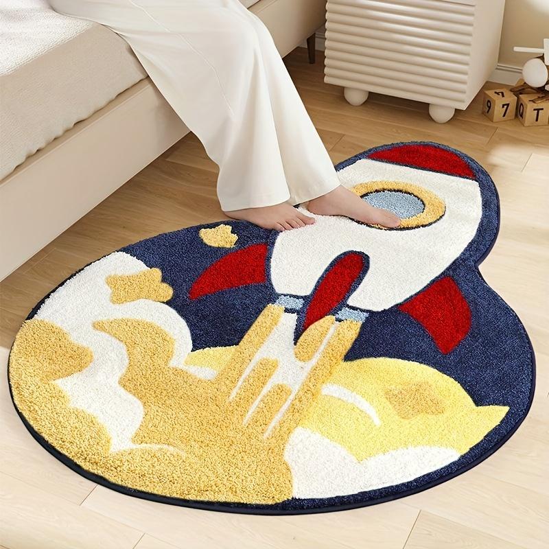 Tappeto Tappetino Carino Razzo Piccolo 80x120cm Per Camera da Letto Comodino Coperta Morbida Tappetino per Porta Per Decorazione Soggiorno