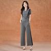 Women's Fashion Striped Wide-Leg Pants Set