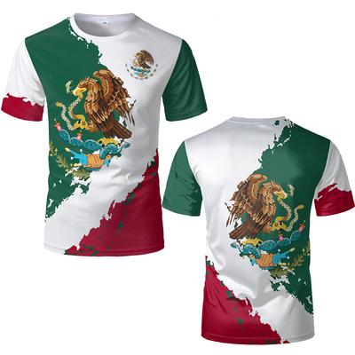 Mexican Flag National Emblem T-shirt For Men And Women Street Wear Oversized Short-sleeved Tees Harajuku Kids Tops
