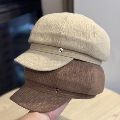 Autumn and Winter Letter J Octagonal Hat Japanese Literary Retro Painter Beret Big Head Cap