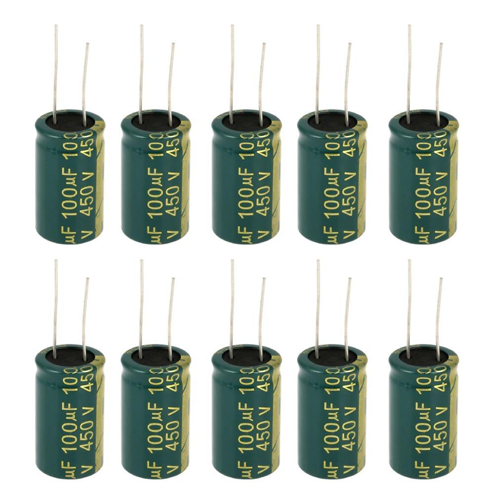 

10PCS Green Radial Capacitor 100UF Aluminum Electrolytic Capacitors Assorted Kit DIY Projects