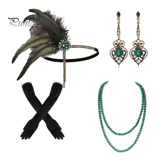 

Комплект украшений 1920-х годов, повязка на голову, перчатки, серьги, сверкающие серьги, головной убор с пайетками, бусины, аксессуары для ролевых игр D