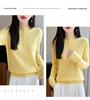 2025 Korean Style Women's Heavy Knit Wool Sweater: Versatile Hollow-Out, Half-High Neck, Slimming Base Layer