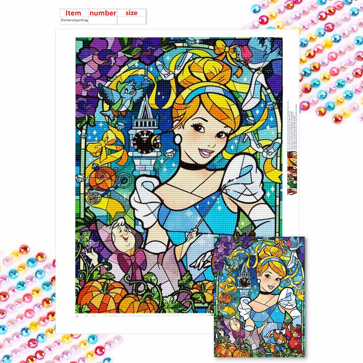 

5D Алмазная Живопись Сделай Сам Принцесса и Замок Полная Выкладка Стразы Мозаика Вышивка Изделия Ручной Работы Домашний Декор Подарок Round 20x30cm