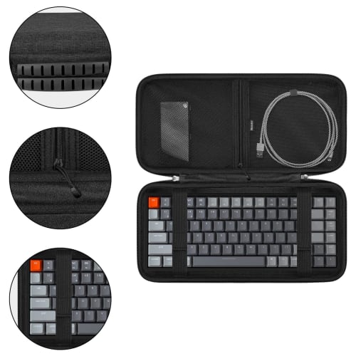 Linkidea Hard Travel Case for 75% Keyboards, 84-Key Computer Keyboard Carrying Case, Protective Storage Box Bag, Compatible with EPOMAKER X Aula F75,