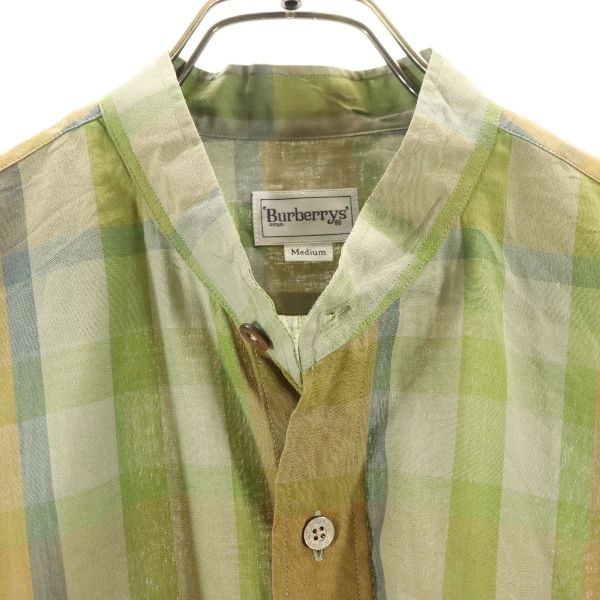 Burberrys 80s 90s vintage check Short sleeve Band collar shirt M Men's Used