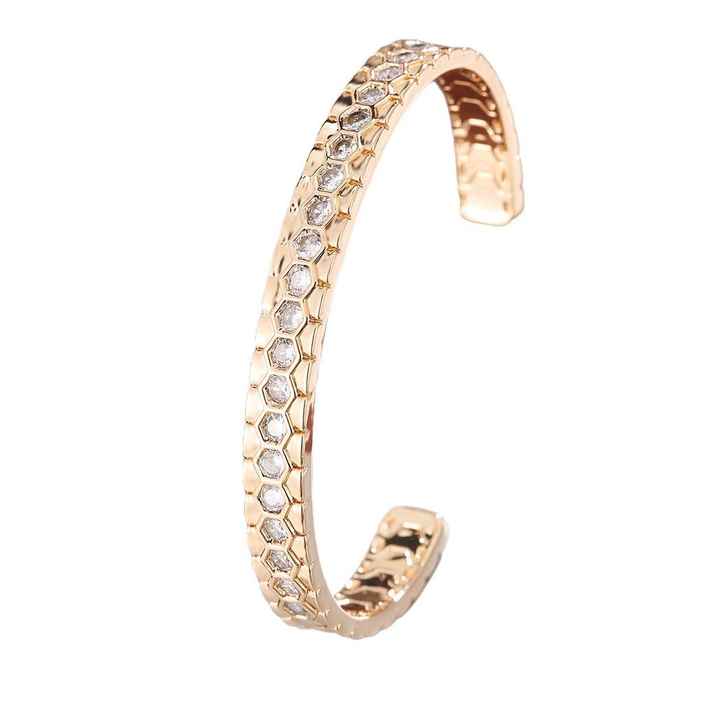 Stylish Simple Honeycomb Zircon Opening Women's Jewelry Export Bracelet
