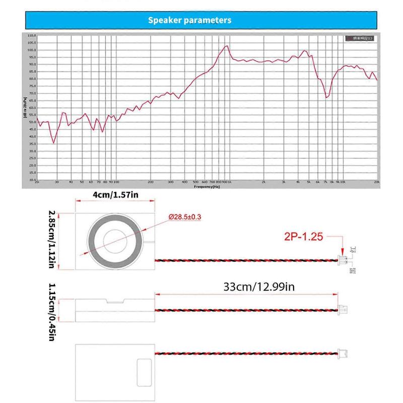 Effizienter 2840 Hohlraumlautsprecher 4 Ohm 2 W 0~20 kHz für überragenden Klang in Consumer-Audioprodukten