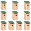 Bird Houses 10 Pcs Solid Firwood 12X12x22 Cm