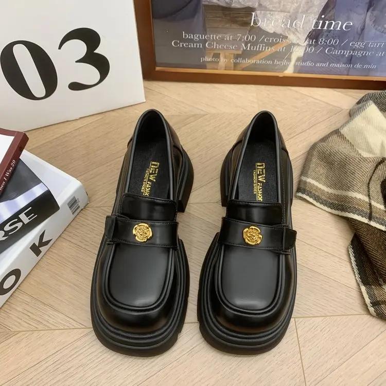 

Туфли-лоферы на платформе, женские, черные, в стиле ретро, женская обувь, мягкая подошва, легкая, женская, удобная для работы, новинка 2024 года 40 чёрный