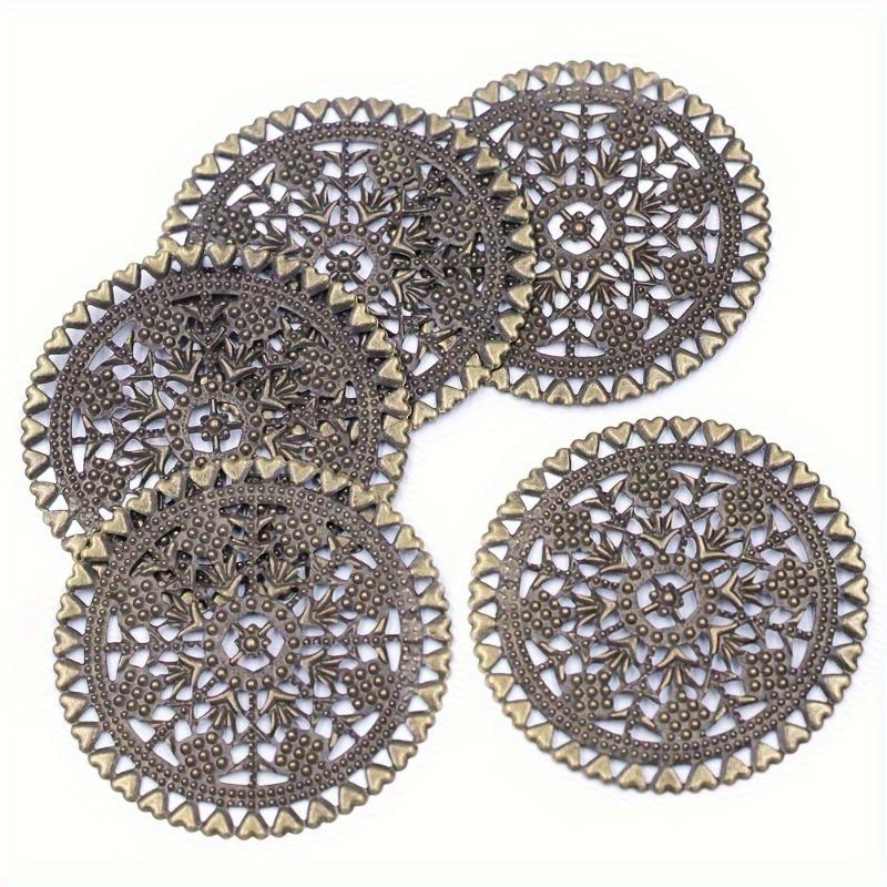 

25 шт. Винтажные бронзовые филигранные обертки в форме сердца, 60 мм, украшения для DIY Bronze