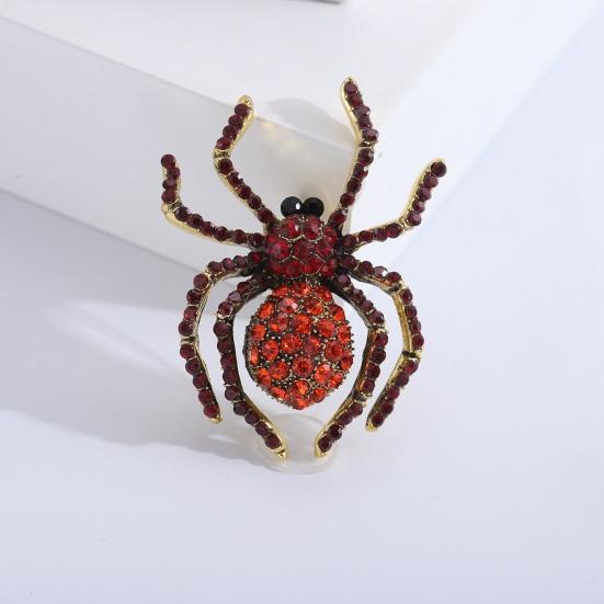 Spider Brooch Shiny Rhinestone Decor Realistic Spider Shape Clothes Collar Decoration Anti-rust Alloy Lightweight Clothes Jewelry Lady Gift