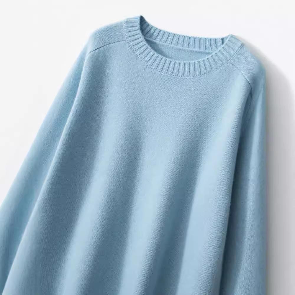 2024 Autumn/Winter Women's Round Neck Saddle Shoulder Cashmere Loose Slimming Knit Sweater
