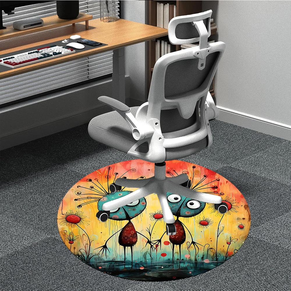 

1pc Fantasy Creatures Office Round Area Rug, Indoor Mat Suitable ForOffice, Under Office Chairs Bedroom Living Room Home Decor, Room Decot048 80cm by 80cm