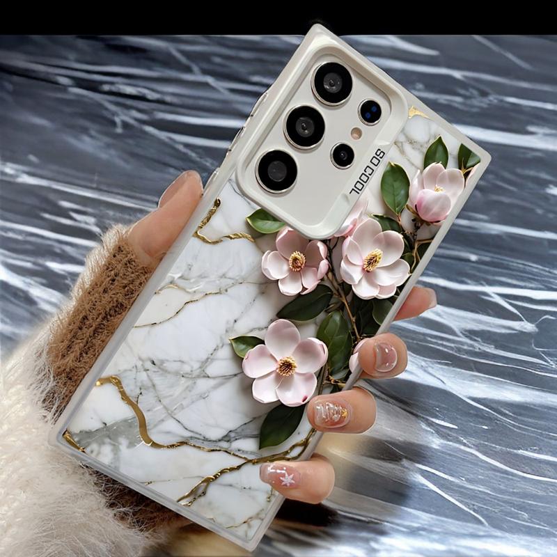 Flower Marble Phone Case for Samsung Galaxy S24Ultra S23 FE Note 20 Ultra S20 S21 S22 Plus S20fe S23Ultra 5G Silicone Soft