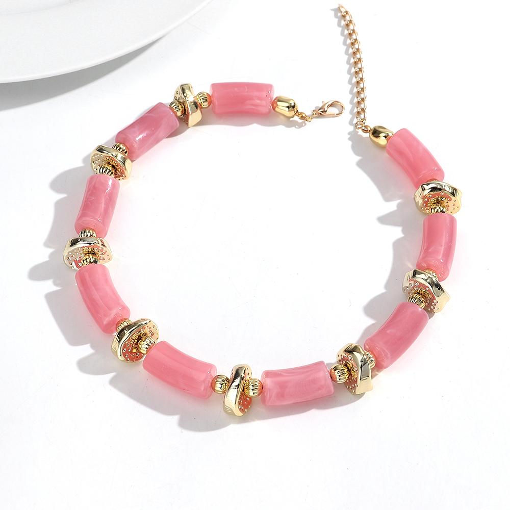 

New Colorful Chunky Bamboo Tube Beaded Acrylic Choker for Women Man Statement Elbow Stack Necklace French Trendy Jewelry Gift