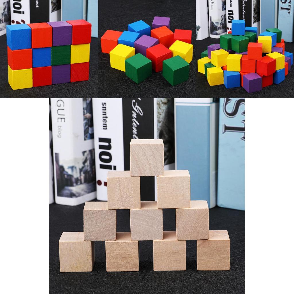 Colorful Wooden Cube Building Blocks Educational Toys For Childrens Geometry Learning