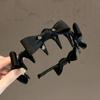 Retro Black Rhinestone Bow Non-Slip Wave Headband with Teeth