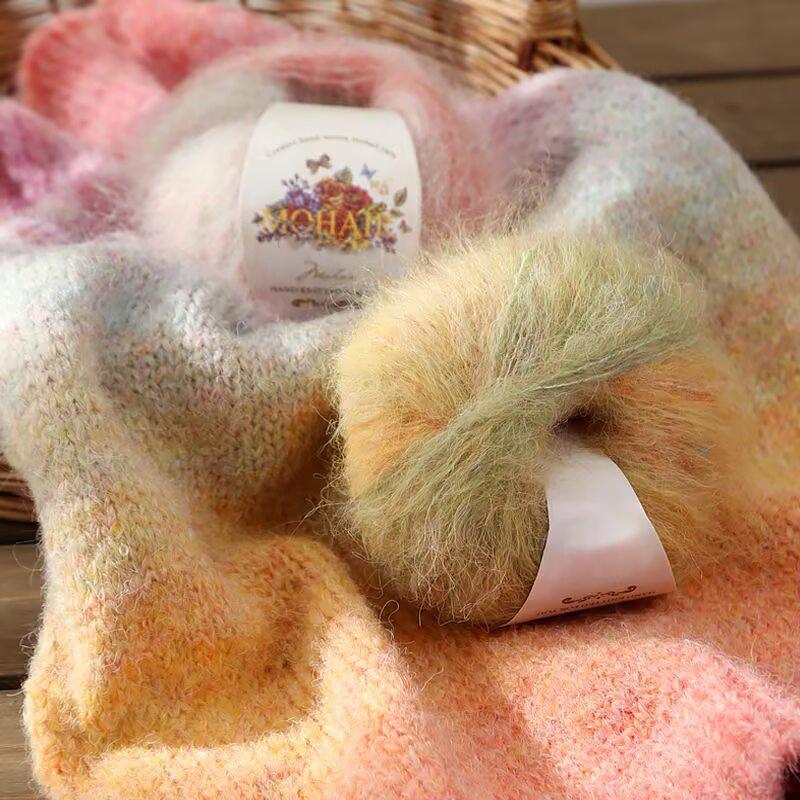 25g Multi-Color Mix Knitting Scarves Mohair Weaving Mixed Yarn DIY Long Wool Yarn Comfortable Knitting Fluffy Multicolor