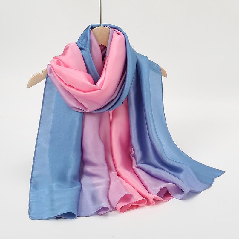 Spring and summer new gauze women's fashion gradual change long shawl, fashion trend sunscreen silk scarf thickened scarf
