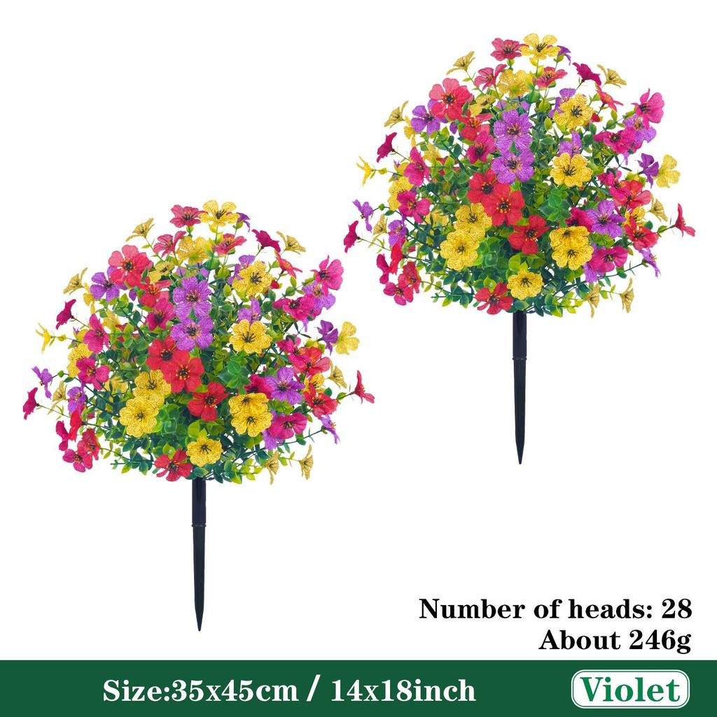 Violet Eucalyptus Garden Stake: Realistic Faux Flower Decoration with Ground Peg