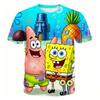 SpongeBob SpongeBob SpongeBob Cartoon Children Short-Sleeved T-Shirt 3-13 Years Old Boys Girls Pie Big Star Crab Boss Sandy Breathable Half-Sleeved Mi