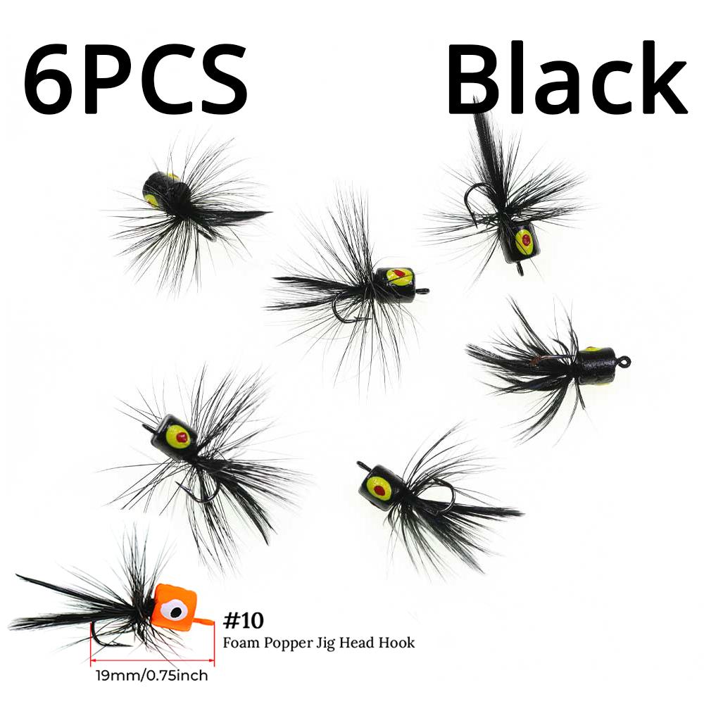 #10 Foam Popper Flies Fly Fishing Lures, Floating Topwater Dry Flies Bugs for Bass Trout Panfish Sunfish Saltwater Freshwater Bait Tackle