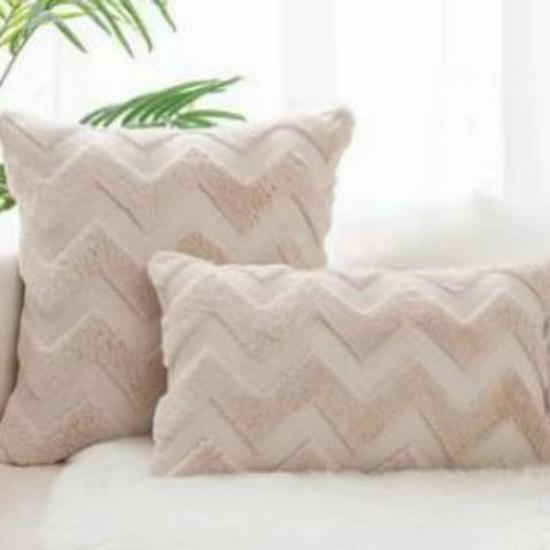 Solid Color Geometric Embroidered Plush Sofa Pillowcase