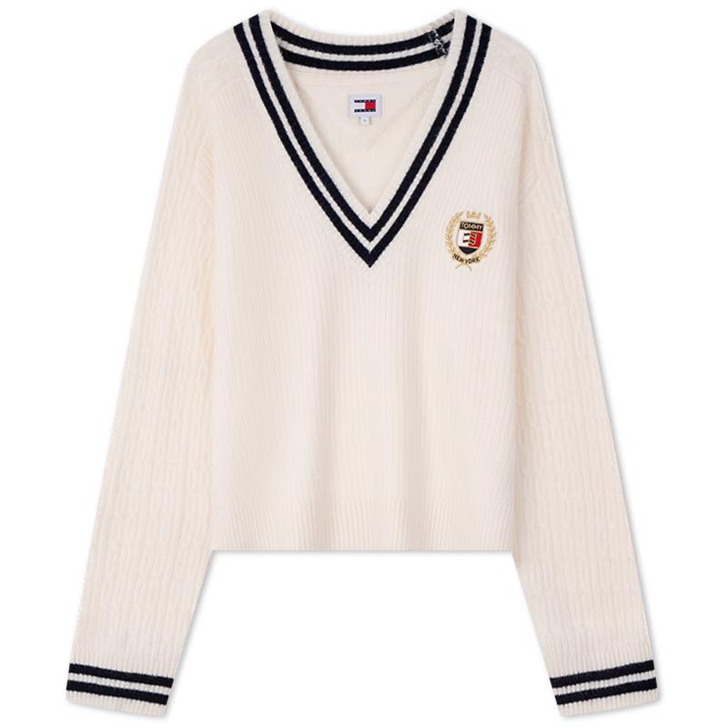 

TOMMY JEANS Women s Collegiate Color-Block V-Neck Knit Dress