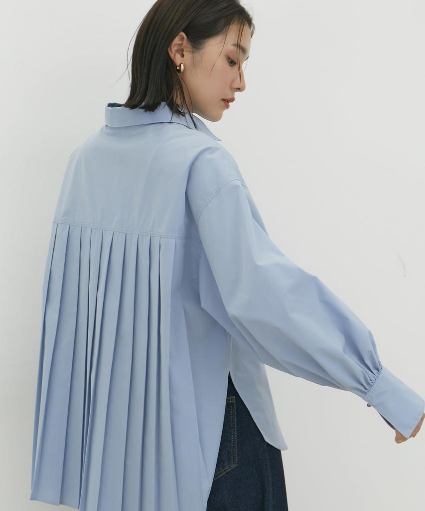 Bis Back Pleated Sax Women's Shirt, Near-Infrared Protection/UV Protection, (48)