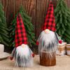 Christmas Gnome Plush Figure With Red Black Checkered Fabric For Holiday Decor