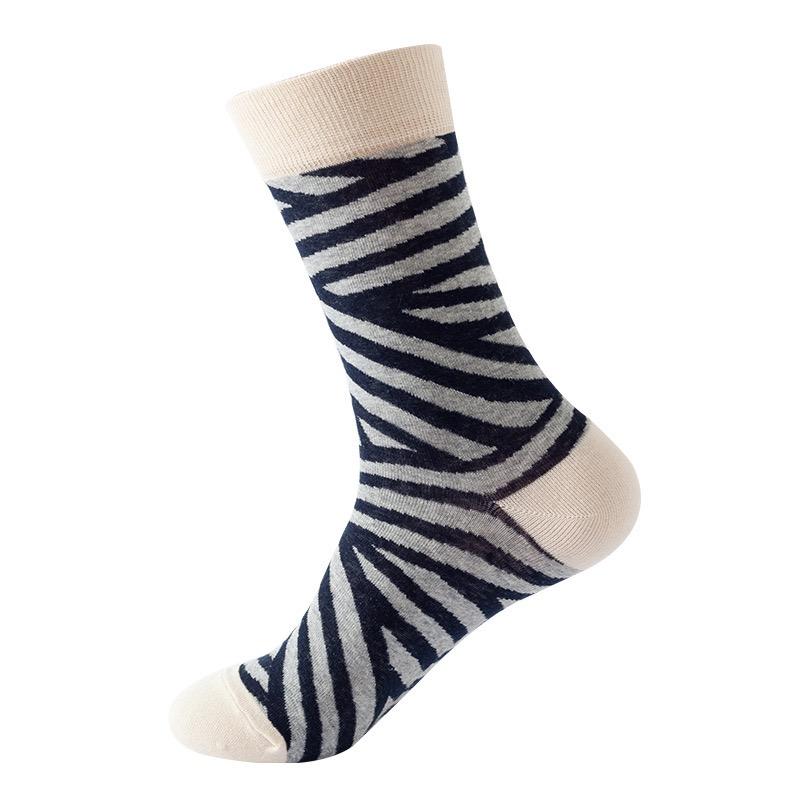 Hundreds Fashion Business Men 100% Cotton Happy Lattice Socks Unisex Boys Combed Hip Hop Street Skateboard Funny High Sox Set