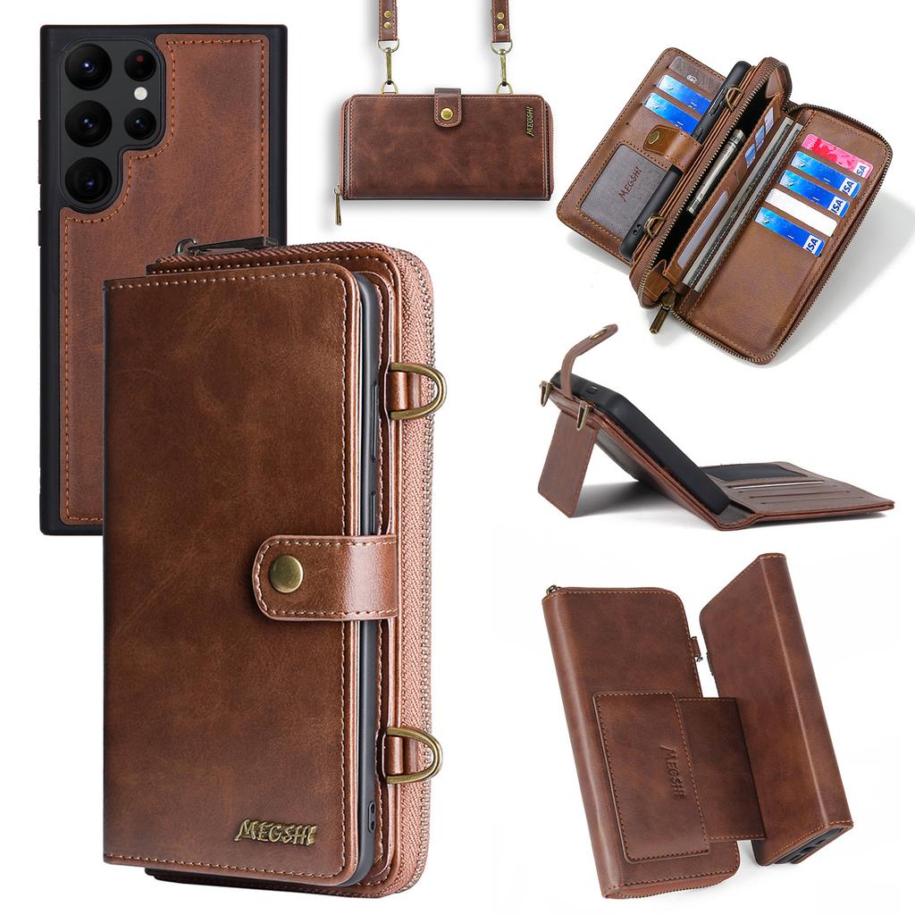 Seria MEGSHI 020 do Samsunga Galaxy S24 Ultra Etui Odpinany Portfel 2 w 1 Magnetyczny Pokrowiec na Telefon