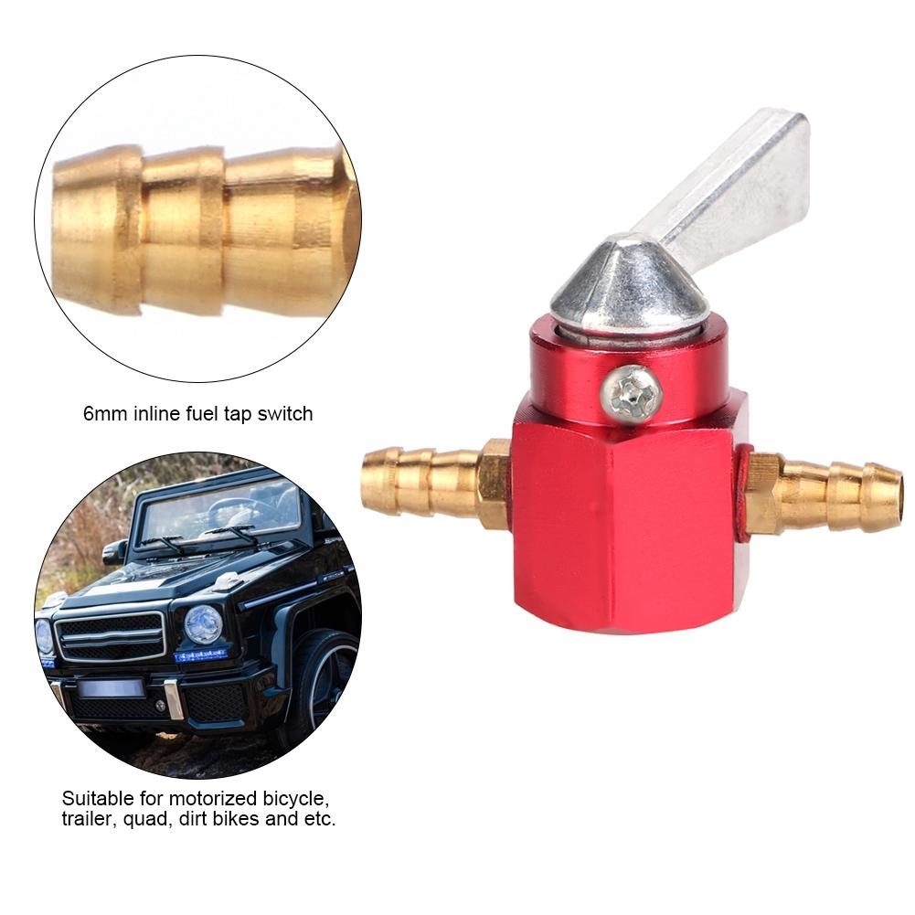 6mm CNC Aluminum Inline Gas Fuel Tap Petcock Switch For PIT PRO Quad Dirt Bike ATV (Red)