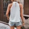 Summer New Halter Neck Sleeveless White Blouse for Women Fashion Elegant Vintage Casual Shirts Women Hollow Out Slim Fit Ladies Blouses and Tops 24734