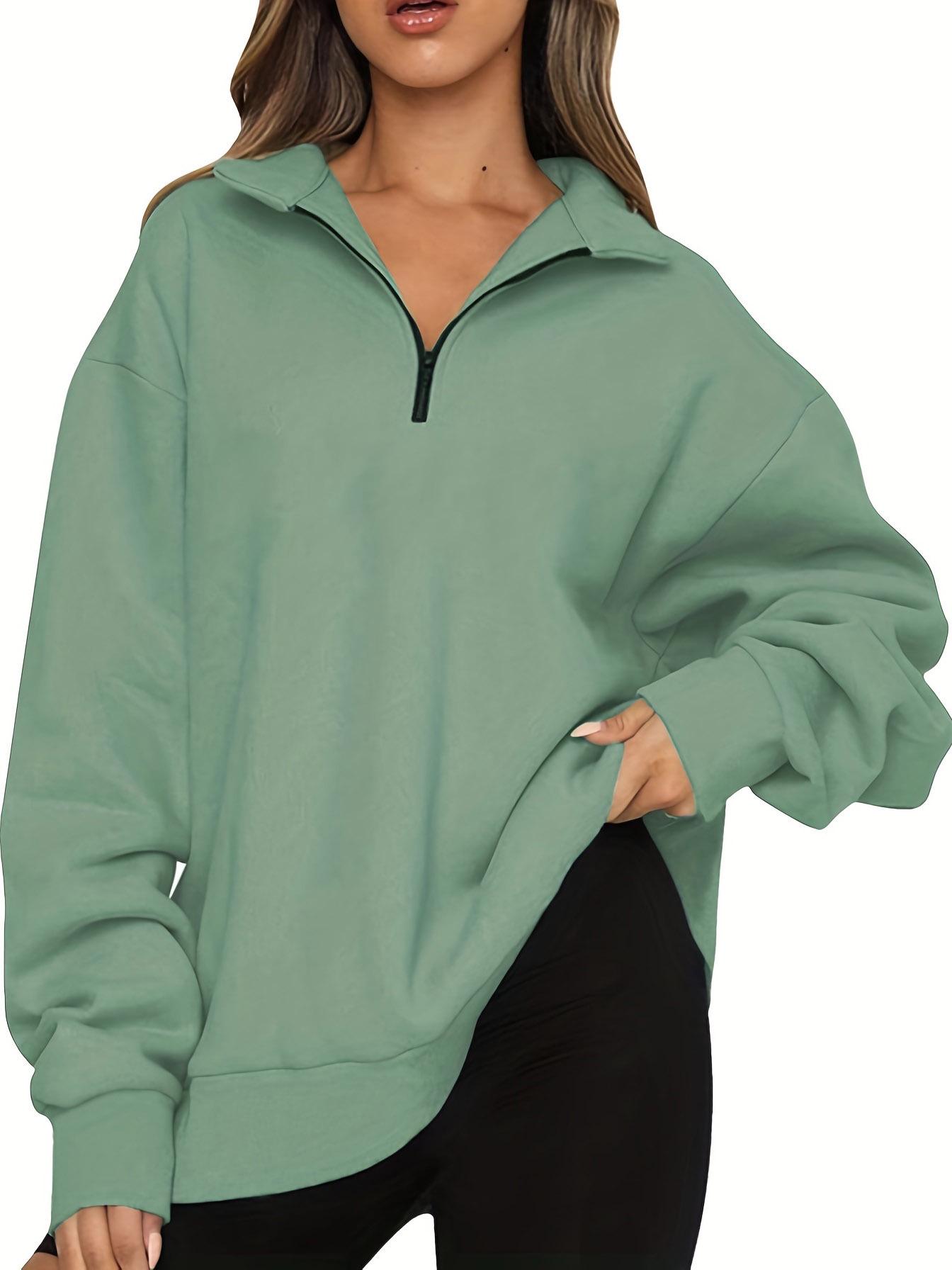 2023 Осень/Зима Женская европейская и американская повседневная толстовка-пуловер с длинным рукавом и застежкой-молнией Triple Extra Large светло-зеленый