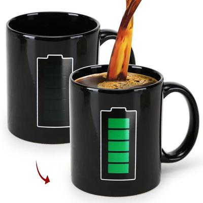 Kubek Wrażliwy na Temperaturę Zmieniający Kolor, Zabawny Kubek Ceramiczny 11oz, Kubek do Kawy z Podgrzewaniem, Nowy Design z Ładowaniem Bateryjnym, Fajne Kubki, Prezent na Nowy Rok i Boże Narodzenie